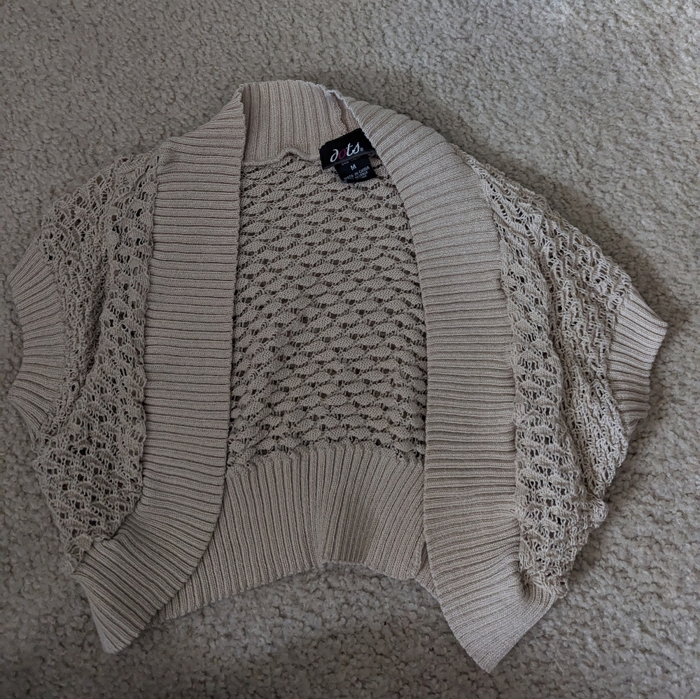 Shrug in tan for little girls size small/medium 7/8